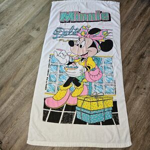 VTG Minnie Mouse Beach Towel Franco Walt Disney Pool Bath Swim Ice Cream